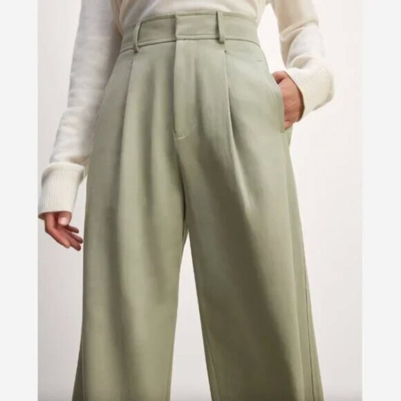 NEW Everlane The Draper Pleated Pant in Buttersmooth 8 Seagrass Green - Picture 2 of 11